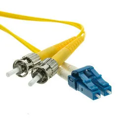 LC/ST Duplex Fiber Optic Patch Cable, OS2 9/125 Singlemode, Yellow Jacket, 2 meter (6.6 foot)