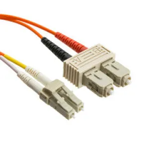 LC/UPC to SC/UPC OM3 Duplex 2.0mm Fiber Optic Patch Cord, OFNR, Multimode 50/125, Aqua Jacket, Beige Connector, 5 meter (16.5 ft)