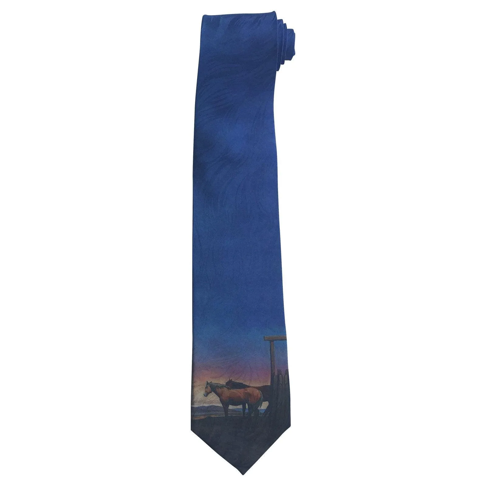 Limited-Edition Outside Sunset with Horses Silk Tie by Howard Post