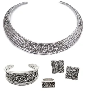 Lois Hill Scroll Caviar Bead Jewelry Suite