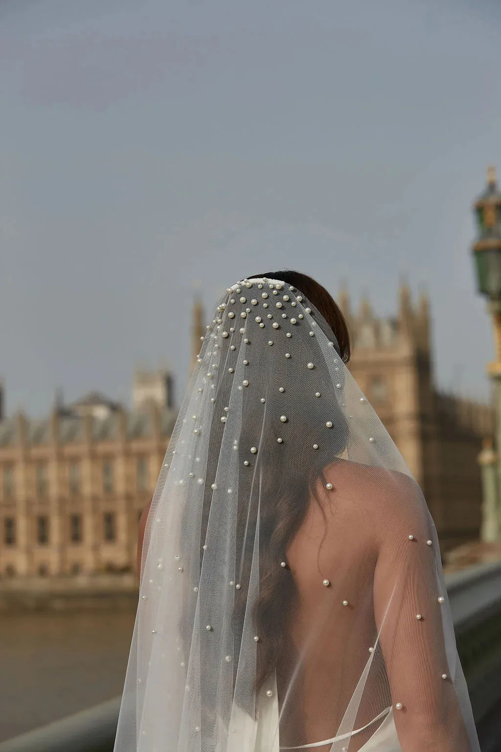 Lola Knight - Eleanor - Single Tier Pearl Wedding Veil - Ivory