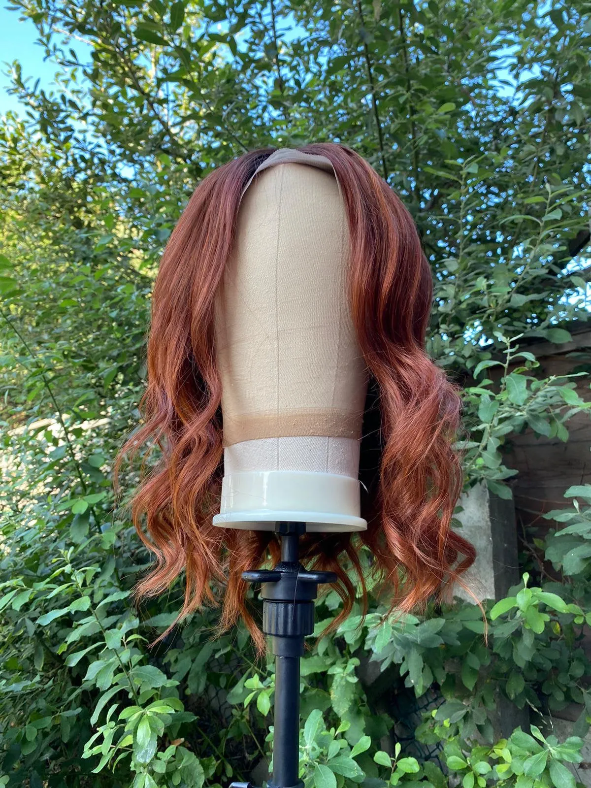 Luxury Auburn Brown Balayage Highlight  100% Human Hair Swiss 13x4 Lace Front Glueless Wig U-Part, 360 or Full Lace Upgrade Available