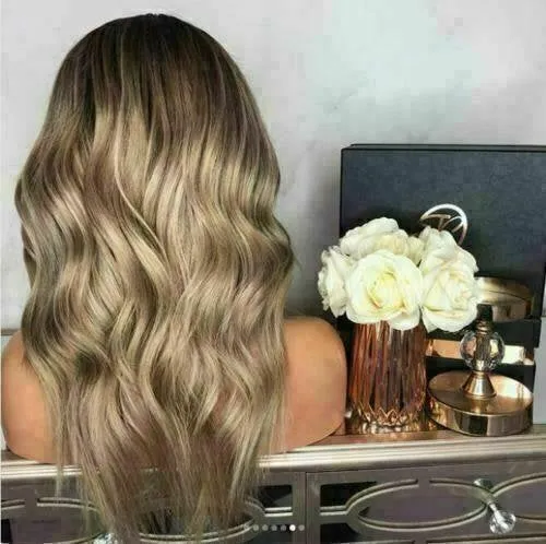 Luxury Balayage Highlight Ash Blonde 100% Human Hair Swiss 13x4 Lace Front Glueless Wig  Wavy U-Part, 360 or Full Lace Upgrade Available