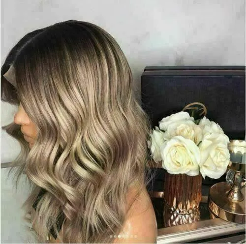 Luxury Balayage Highlight Ash Blonde 100% Human Hair Swiss 13x4 Lace Front Glueless Wig  Wavy U-Part, 360 or Full Lace Upgrade Available