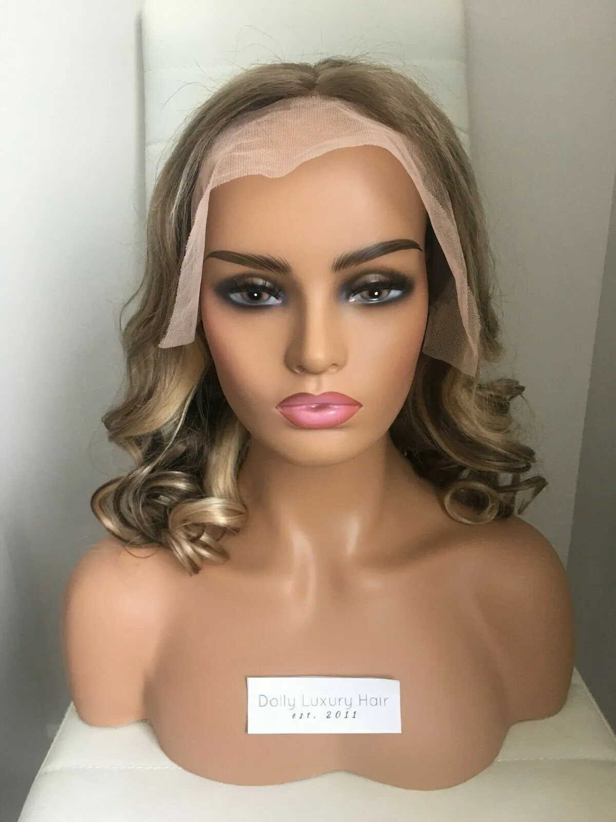 Luxury Chocolate Brown Light Blonde Balayage Highlight 100% Human Hair Swiss 13x4 Lace Front Wig U-Part, 360 or Full Lace Upgrade Available