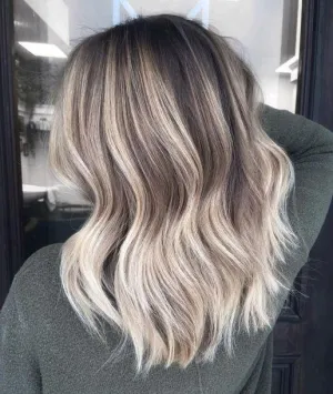 Luxury Cool Ash Blonde Balayage 100% Human Hair Swiss 13x4 Lace Front Glueless Wig U-Part, 360 or Full Lace Upgrade Available