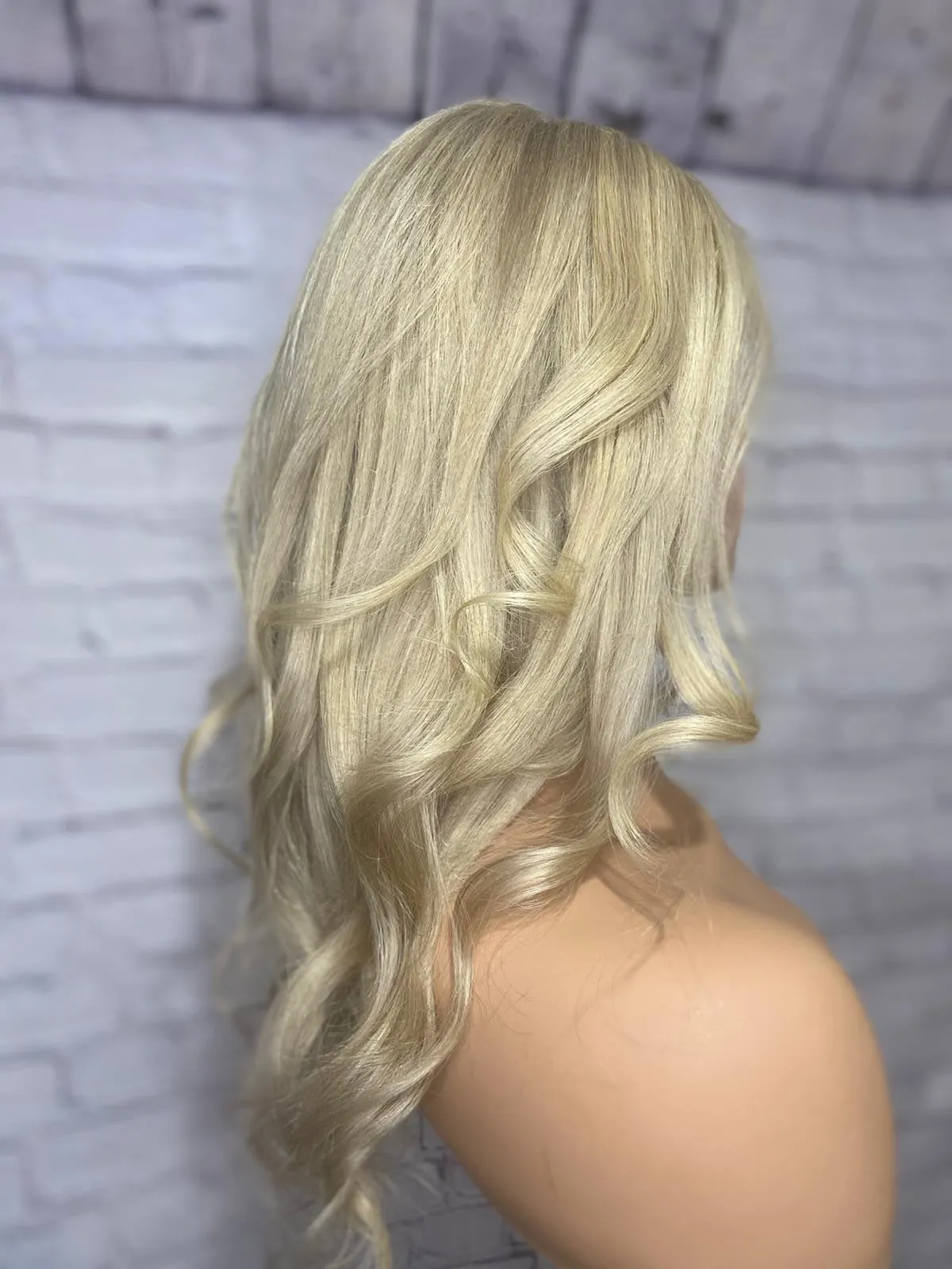 Luxury Light Ash Blonde Balayage 100% Human Hair Swiss 13x4 Lace Front Glueless Wig Wavy U-Part, 360 or Full Lace Upgrade Available