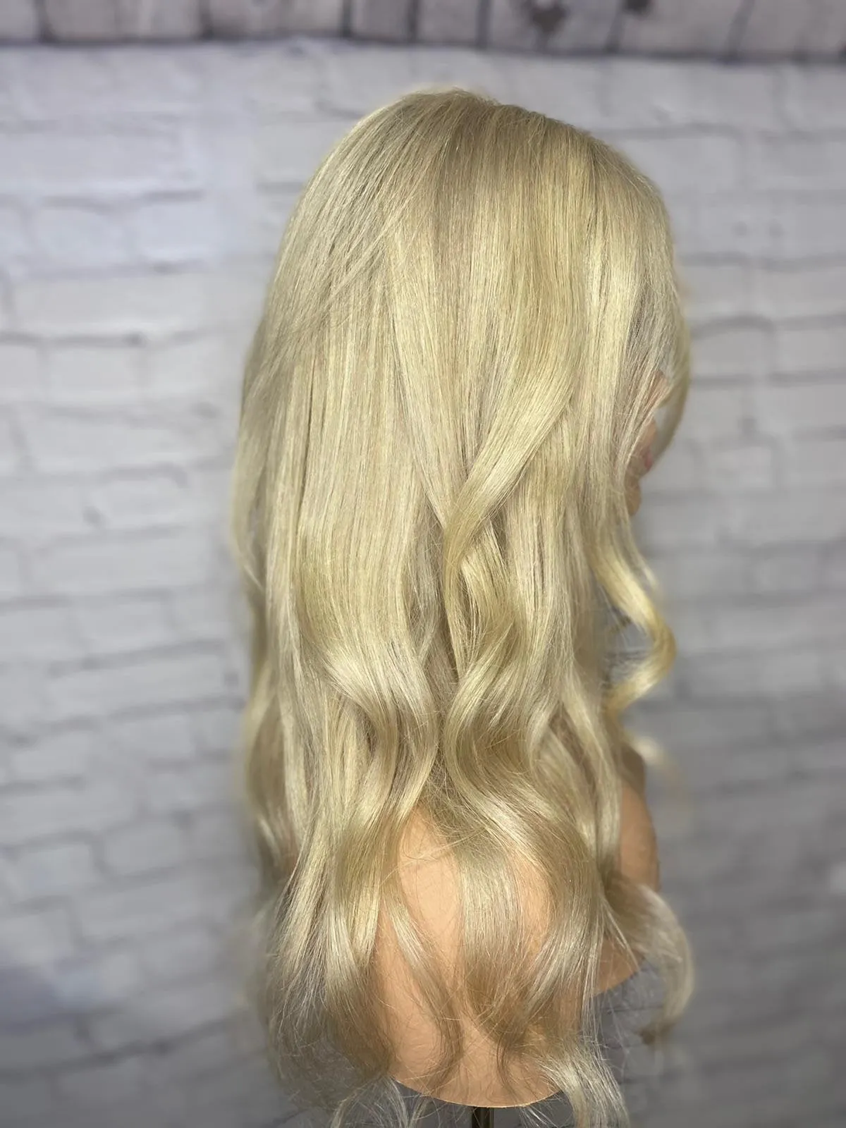 Luxury Light Ash Blonde Balayage 100% Human Hair Swiss 13x4 Lace Front Glueless Wig Wavy U-Part, 360 or Full Lace Upgrade Available