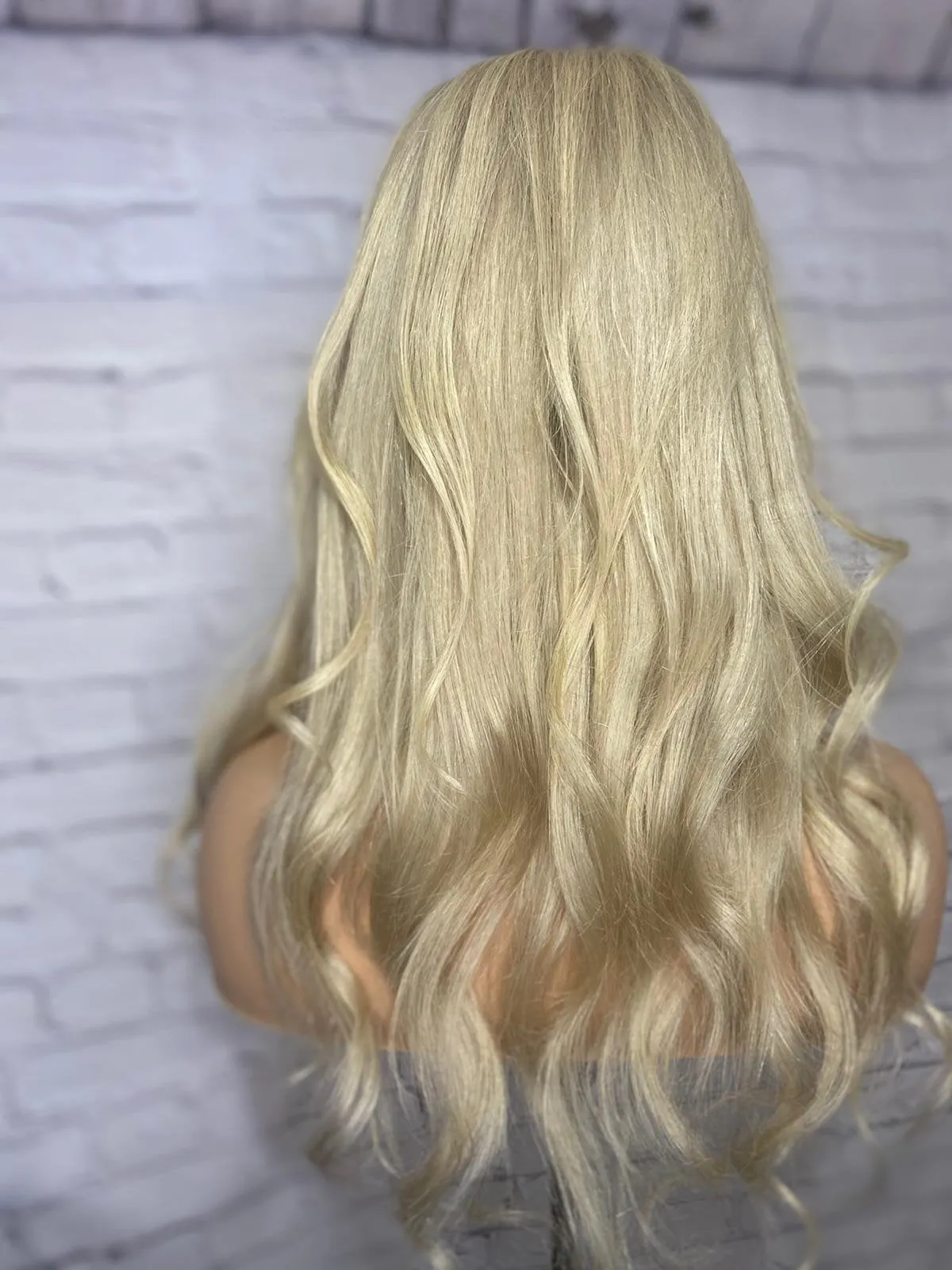 Luxury Light Ash Blonde Balayage 100% Human Hair Swiss 13x4 Lace Front Glueless Wig Wavy U-Part, 360 or Full Lace Upgrade Available