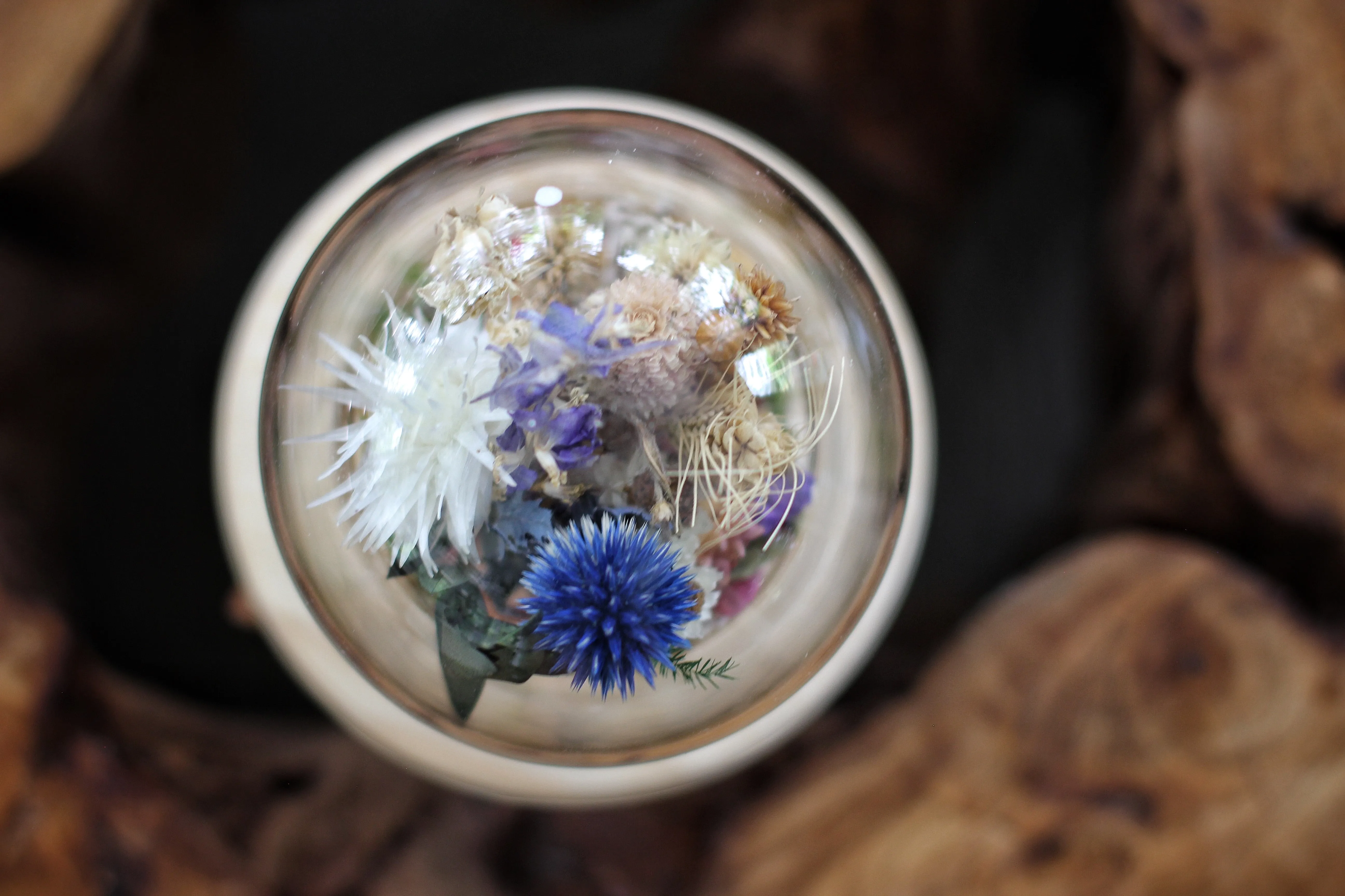 Medium / Small Dried Flowers Glass Dome / Cloche