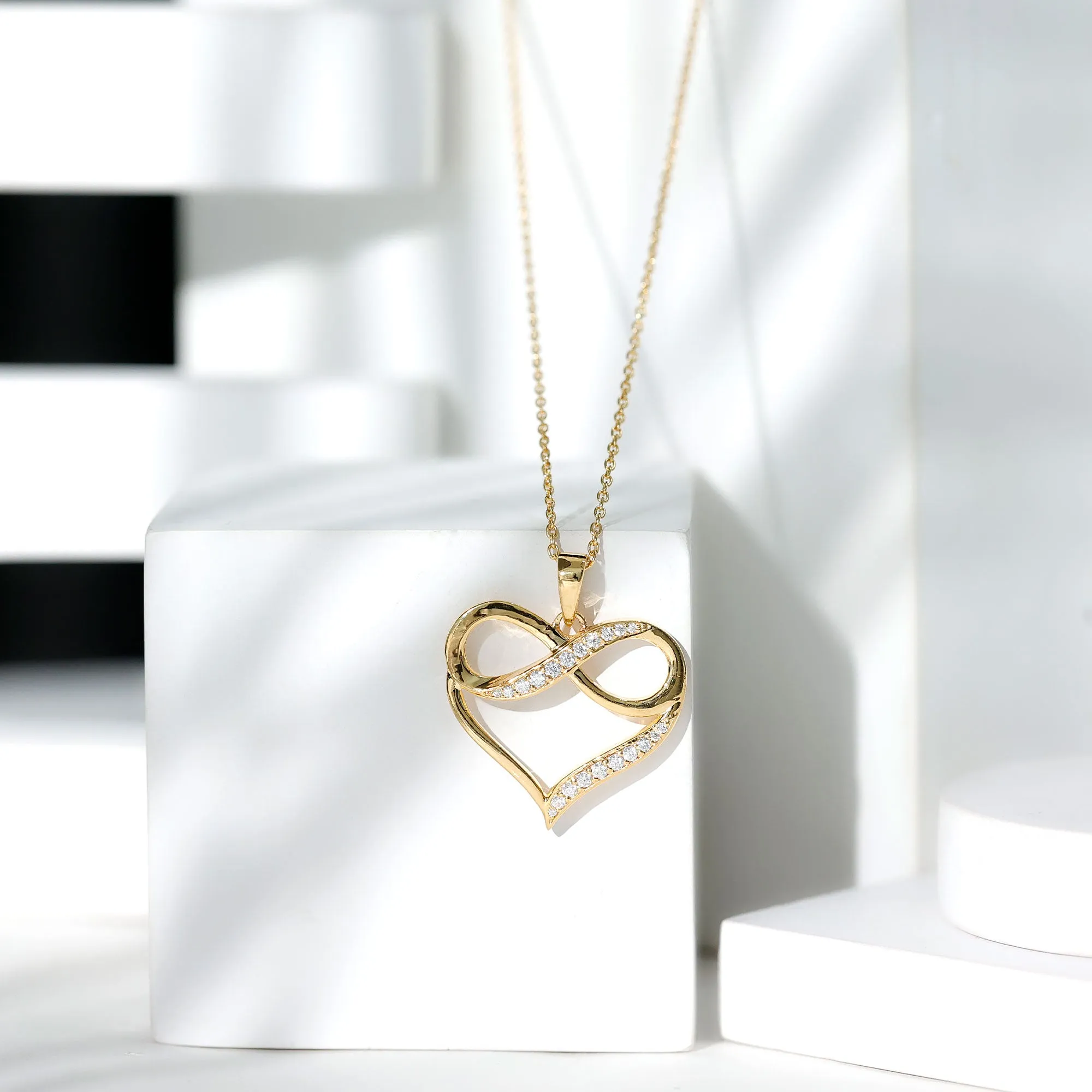 Moissanite Infinity Heart Pendant Necklace