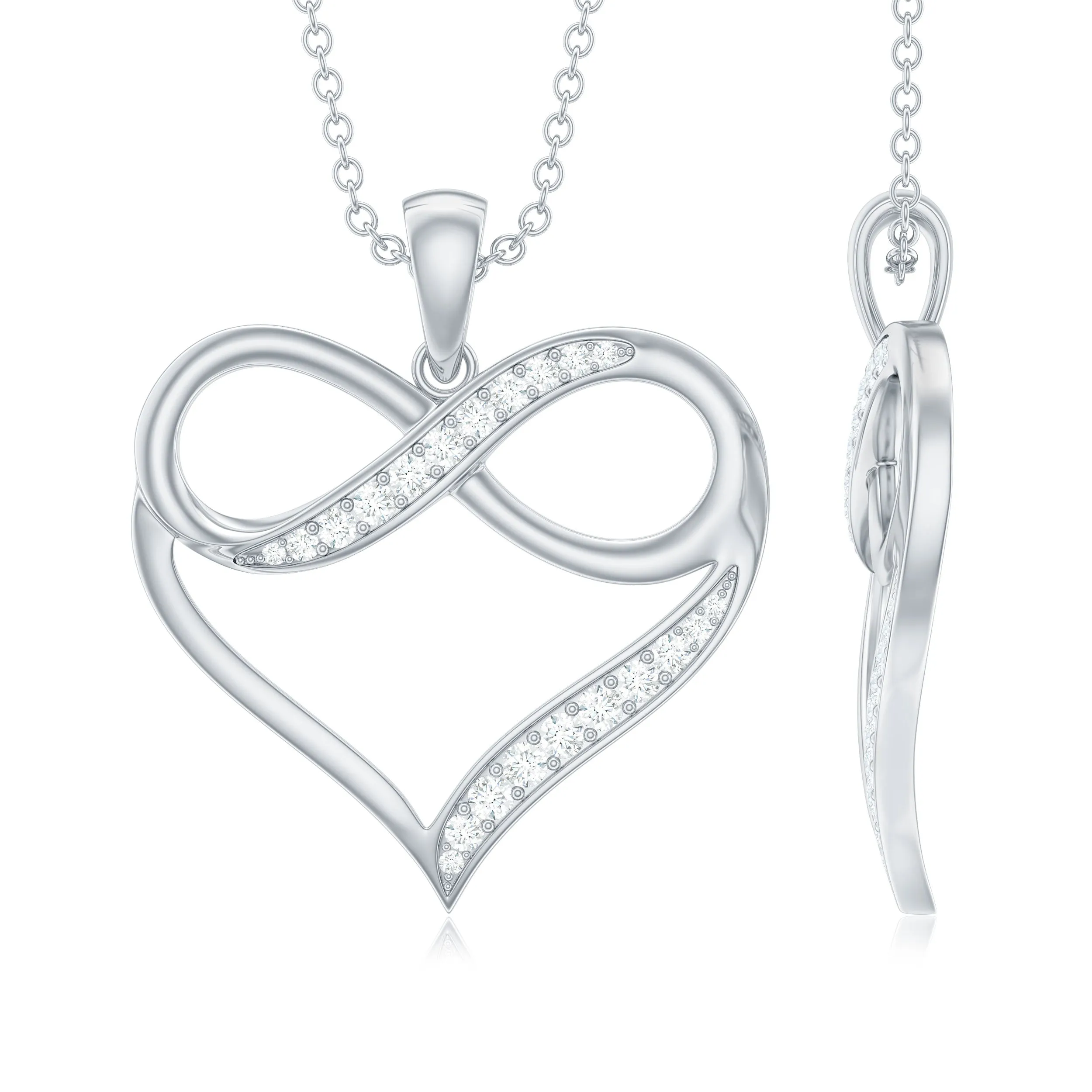 Moissanite Infinity Heart Pendant Necklace