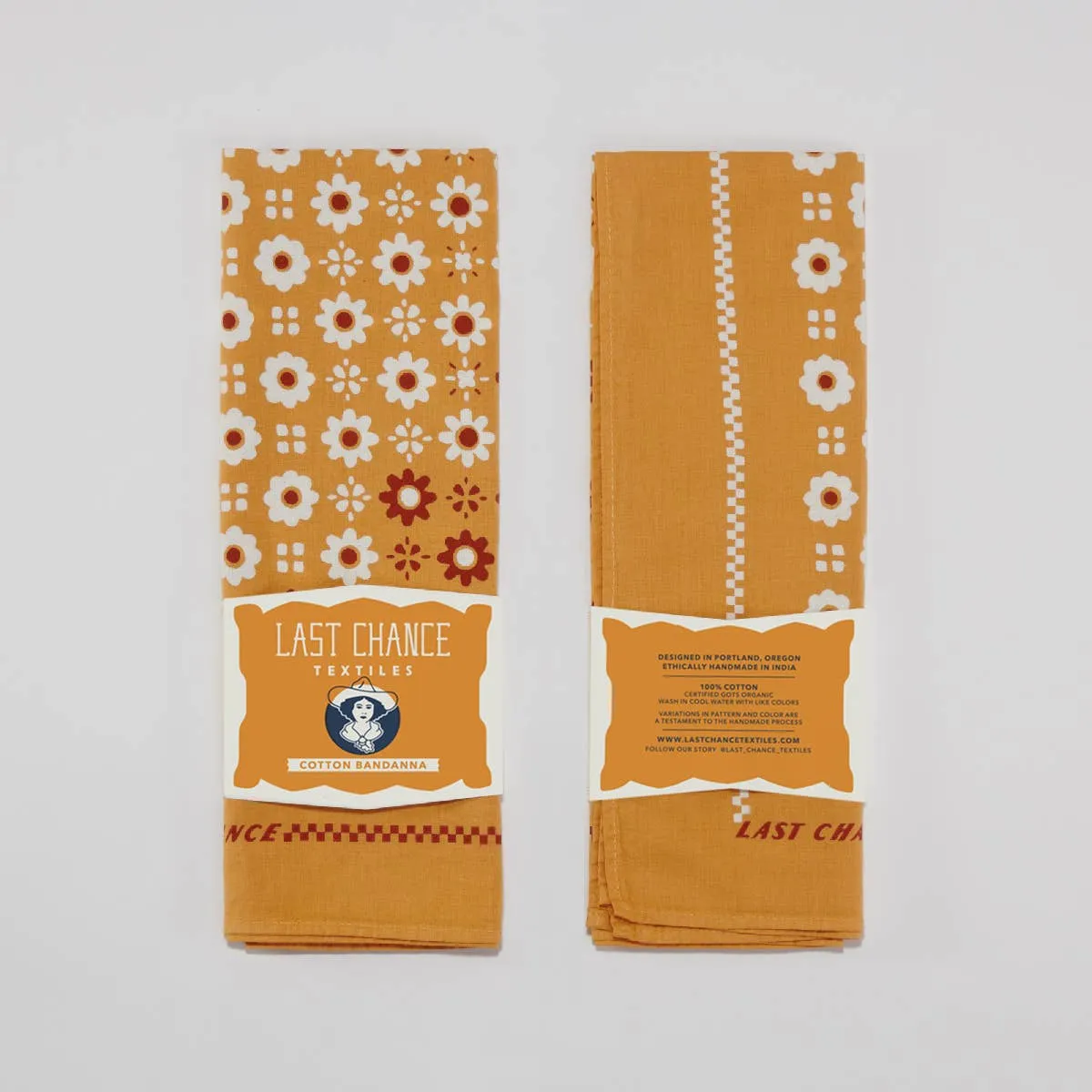 Nashville Embroidered Ochre Bandana by Last Chance Textiles