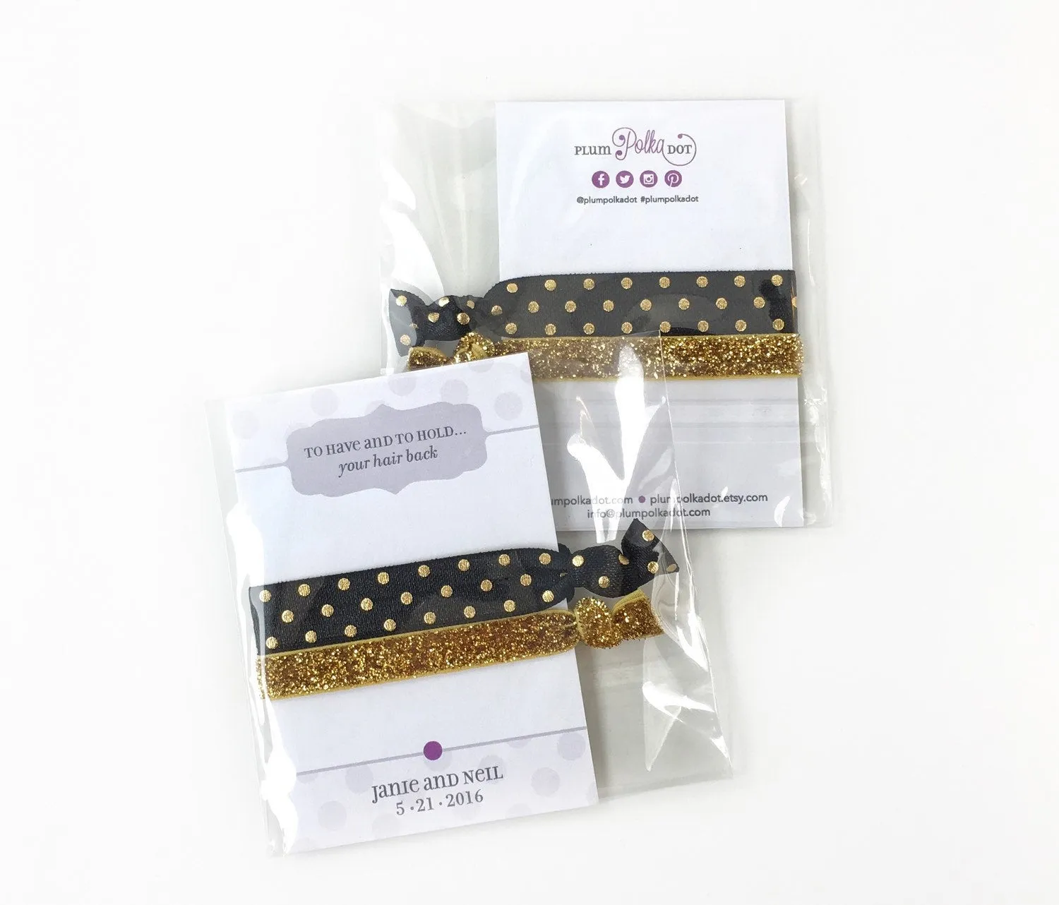 Navy and Gold Bachelorette Party Favors, Hair Ties