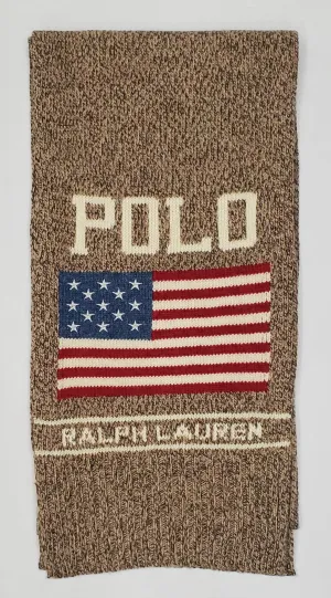 Nwt Polo Ralph Lauren Khaki  American Flag Scarf