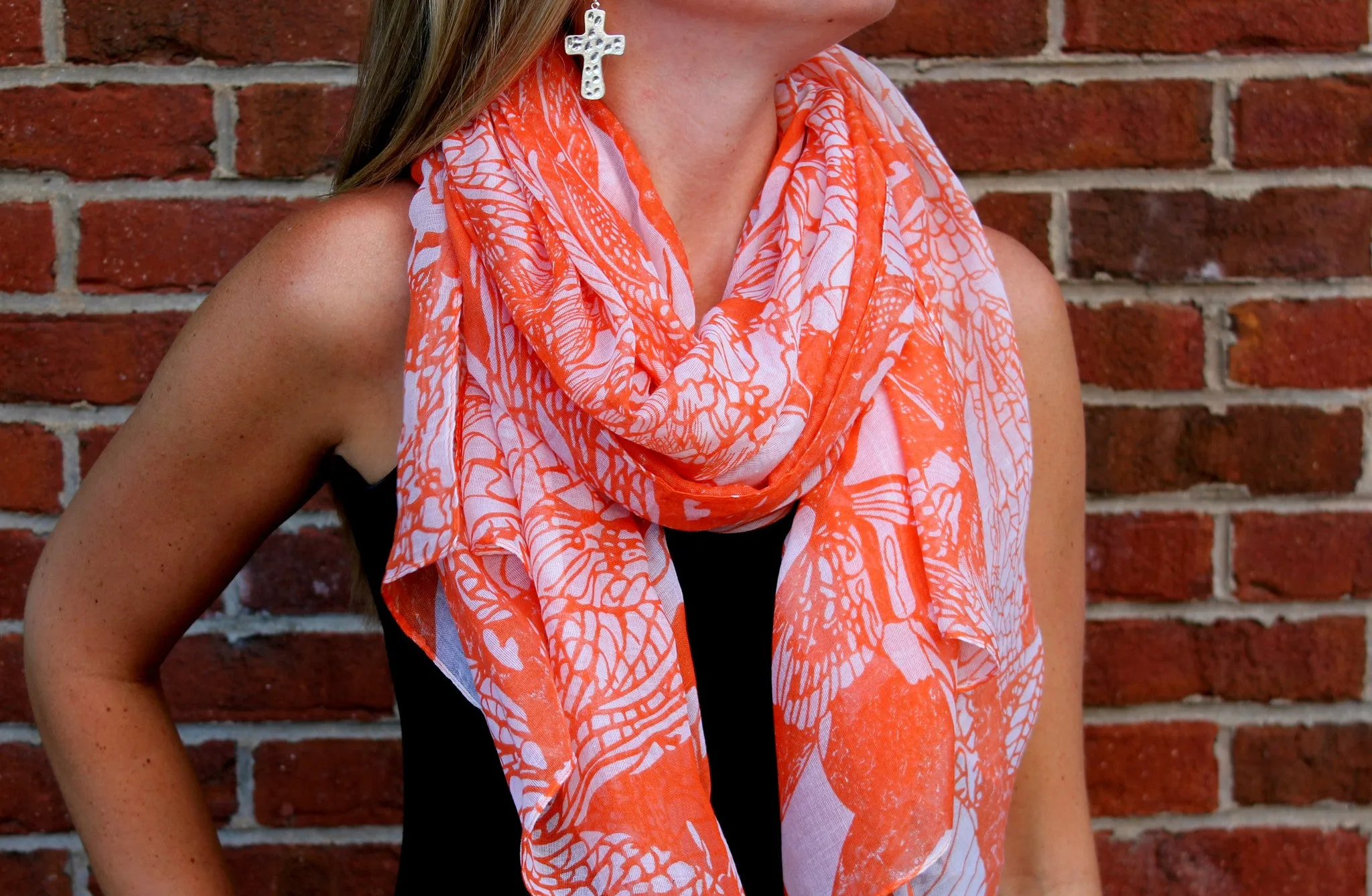 Orange and White Nature Scarf