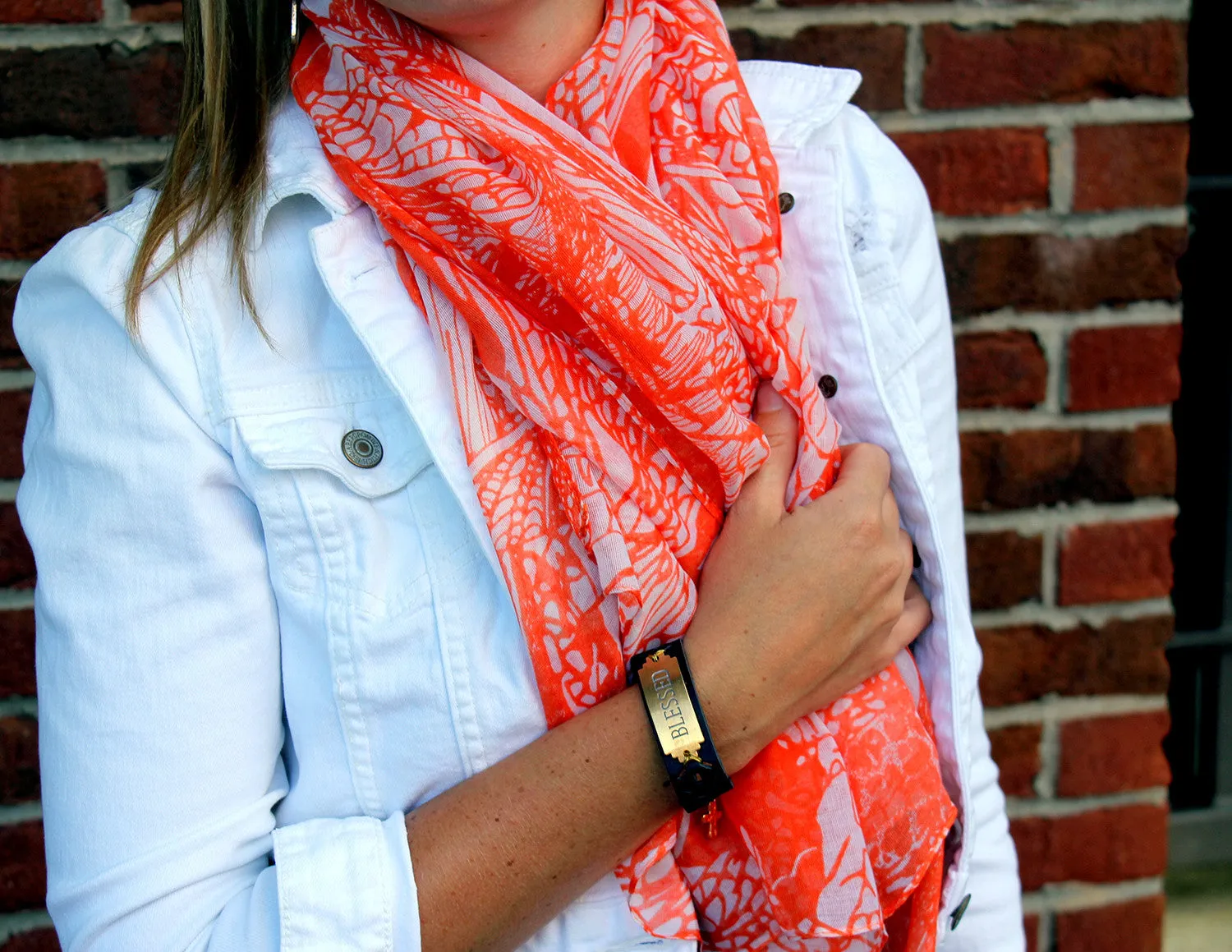 Orange and White Nature Scarf