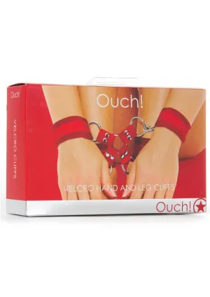 Ouch! Velcro Hand And Leg Cuffs - Red