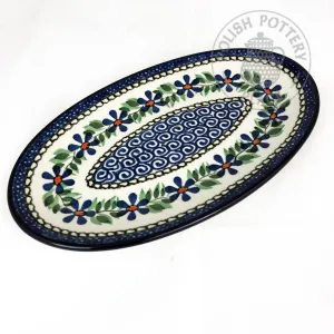 Oval Platter - 8" - Blue Flower Crown