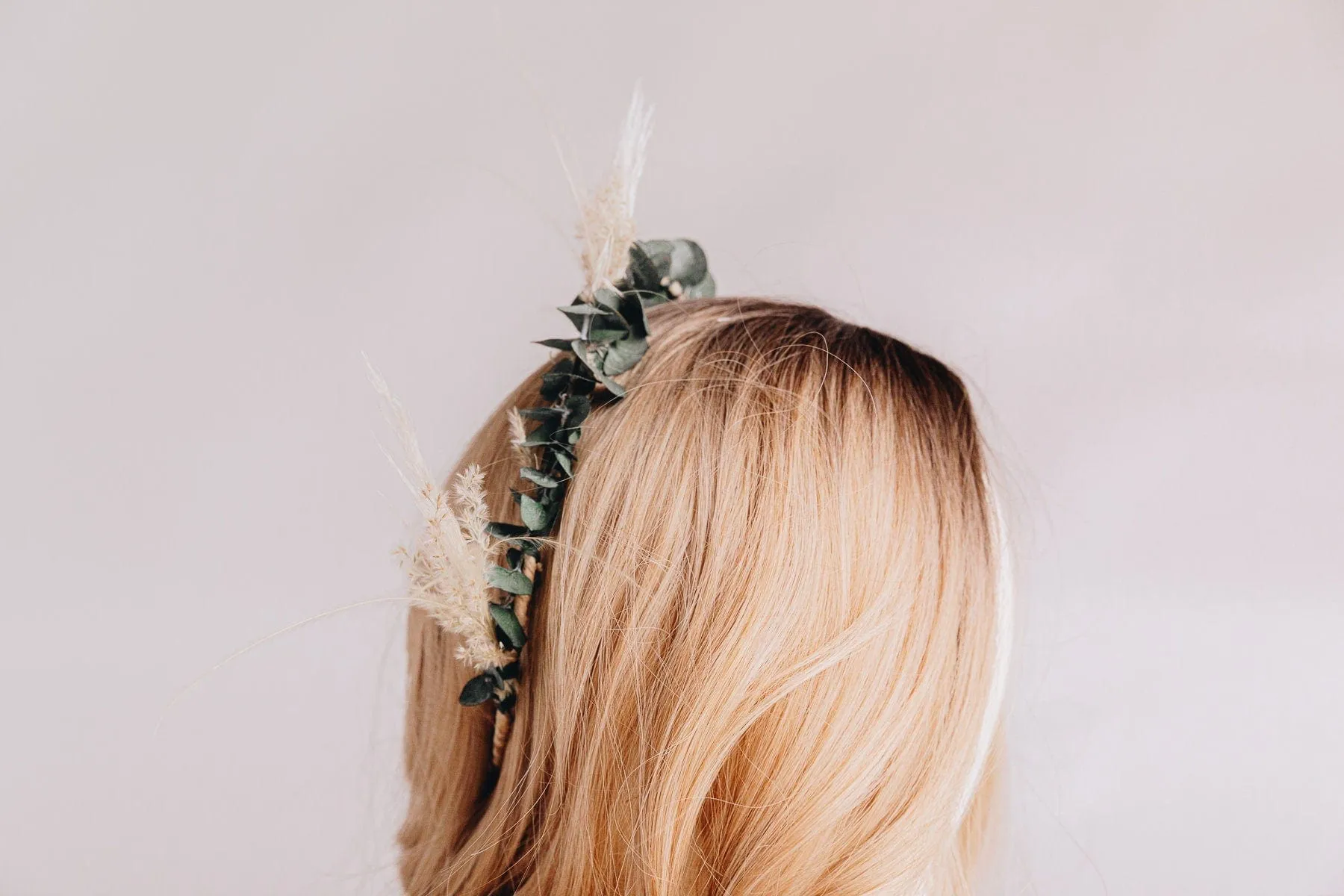 Pampas Grass & Real Preserved Eucalyptus Crown, Greenery Crown, Leaf Crown, floral crown, bridal flower crown, bridal crown, wedding crown