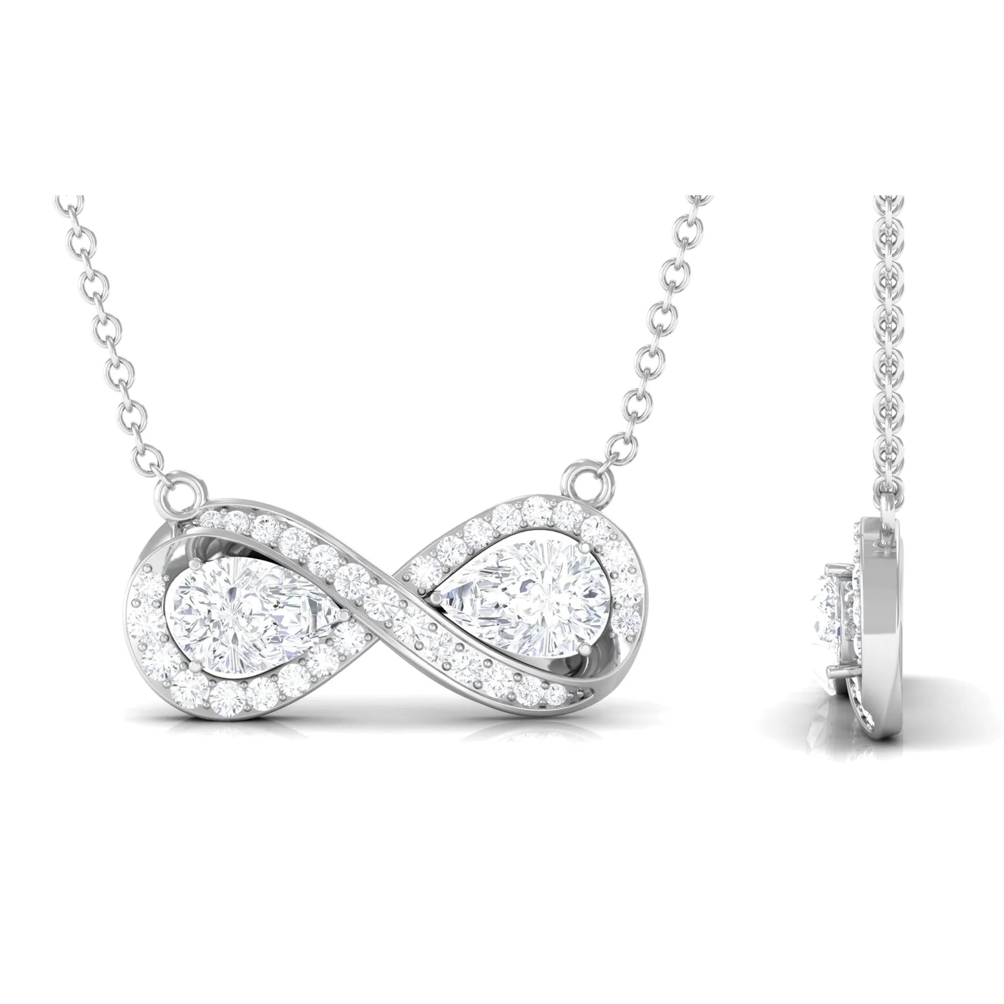 Pear Shape Moissanite Infinity Necklace