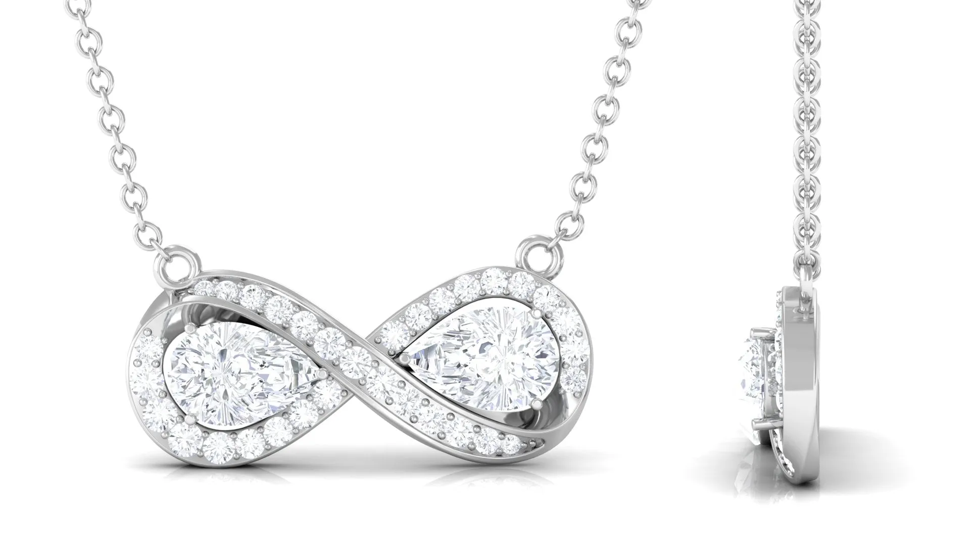 Pear Shape Moissanite Infinity Necklace