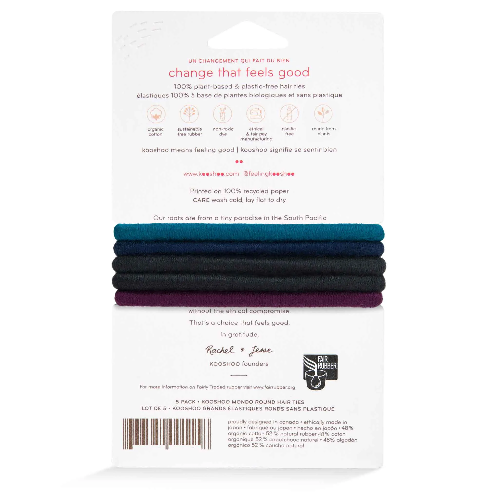 Plastic-Free Mondo Round Hair Ties (5 pack)