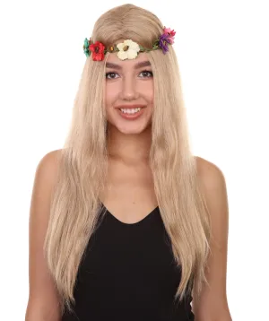 Queen of Cats | Multiple Color Hippy Wig with Flower Crown |  Flame-retardant Synthetic Fiber