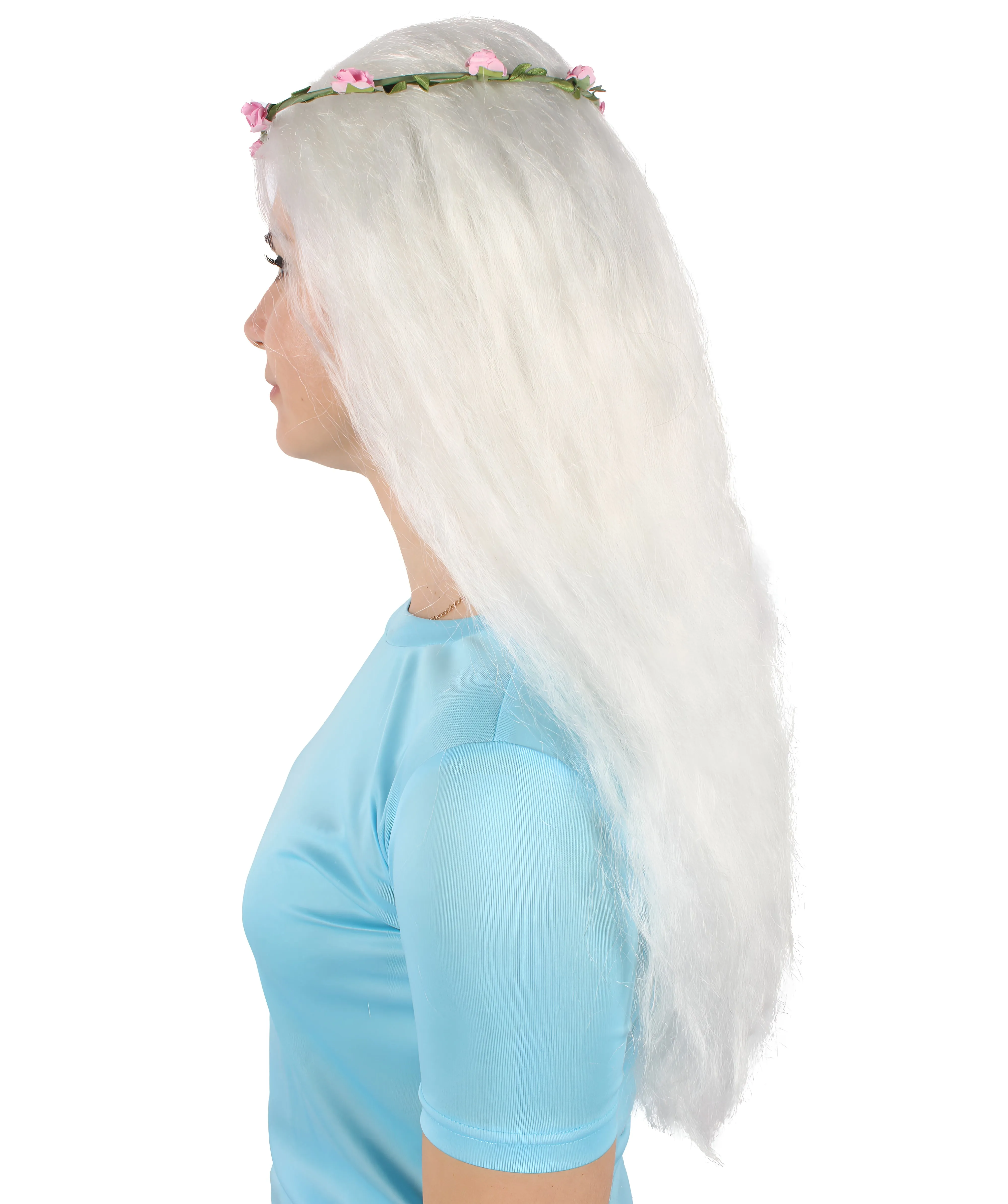 Queen of Cats | Multiple Color Hippy Wig with Flower Crown |  Flame-retardant Synthetic Fiber