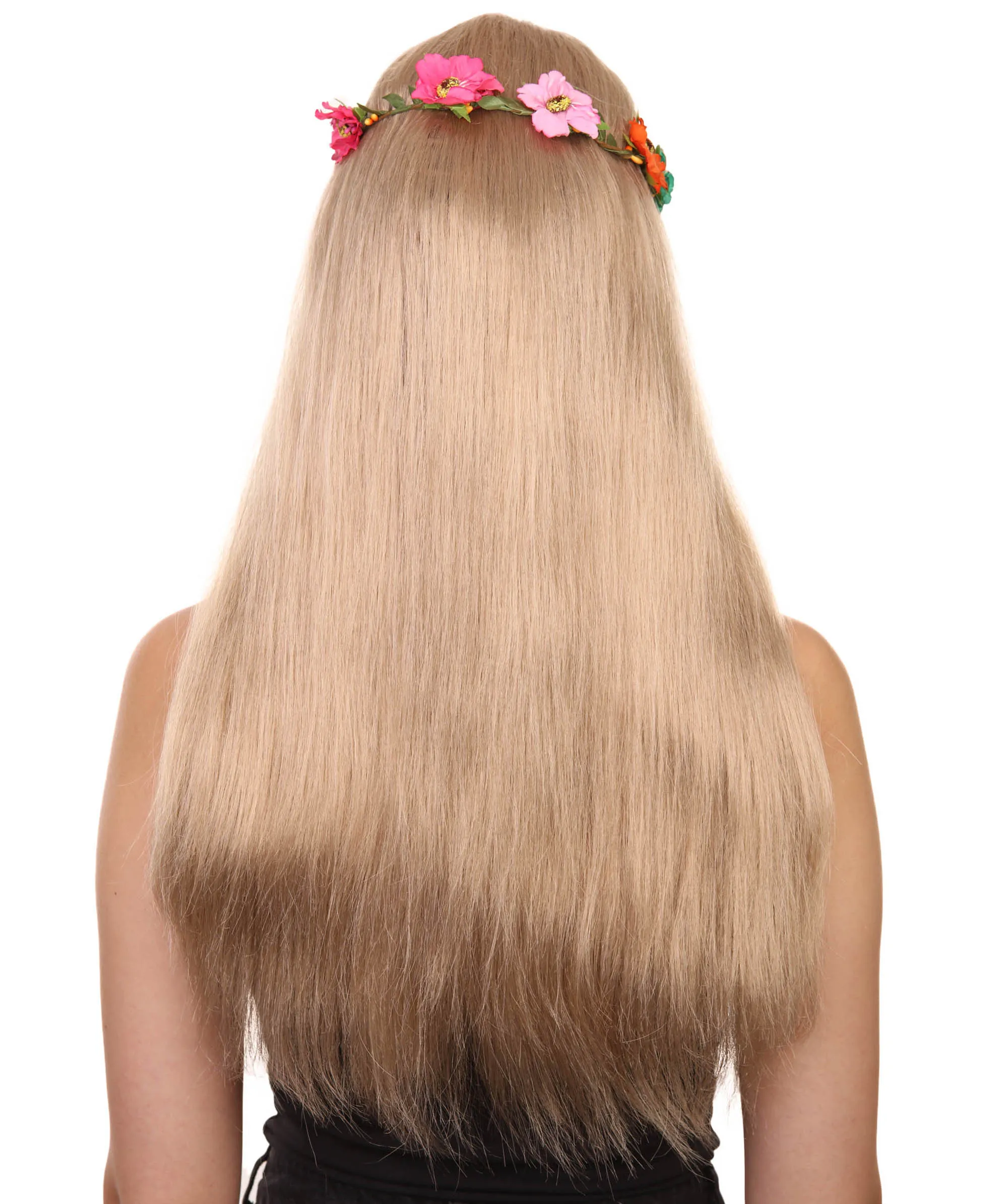 Queen of Cats | Multiple Color Hippy Wig with Flower Crown |  Flame-retardant Synthetic Fiber