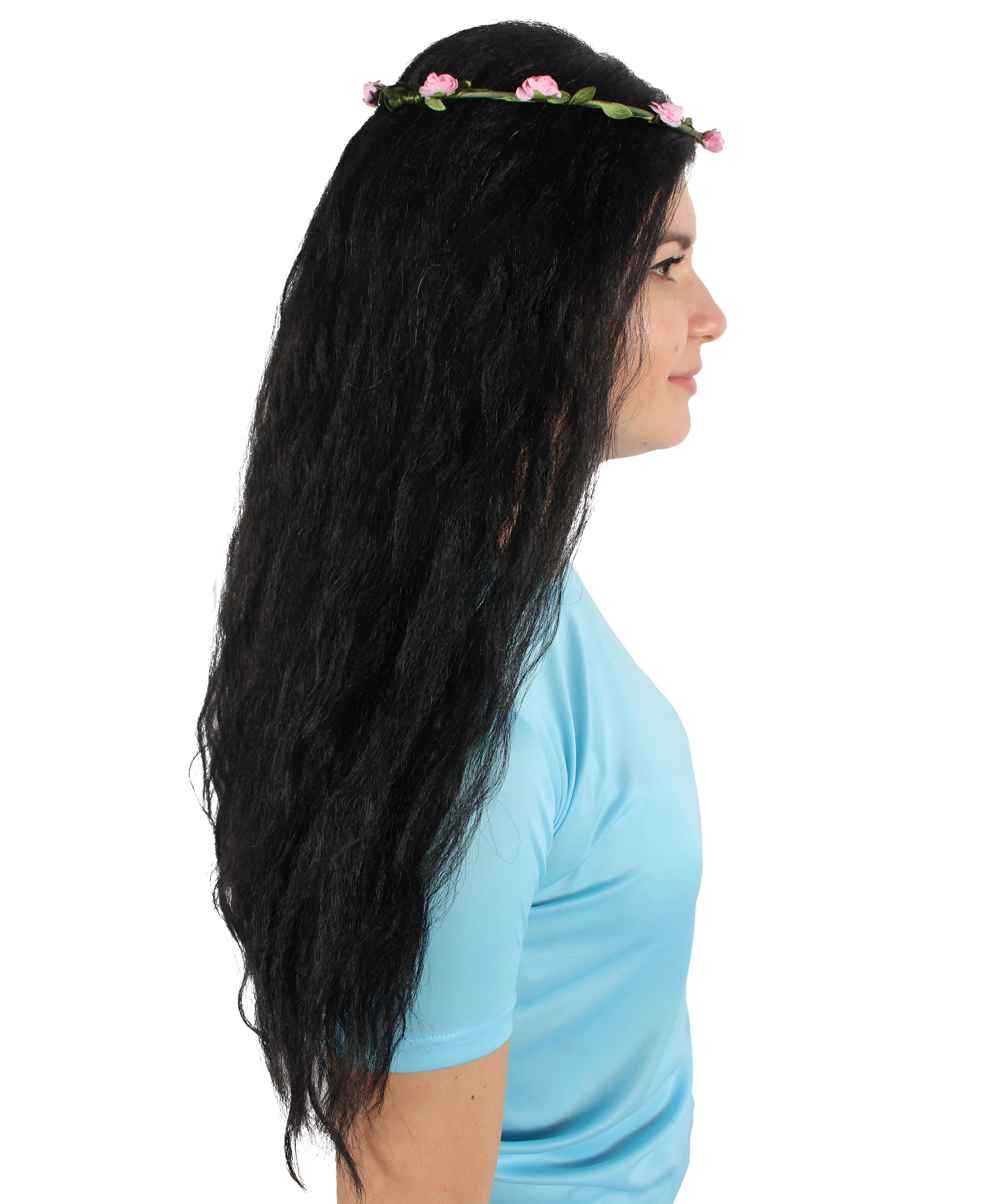 Queen of Cats | Multiple Color Hippy Wig with Flower Crown |  Flame-retardant Synthetic Fiber