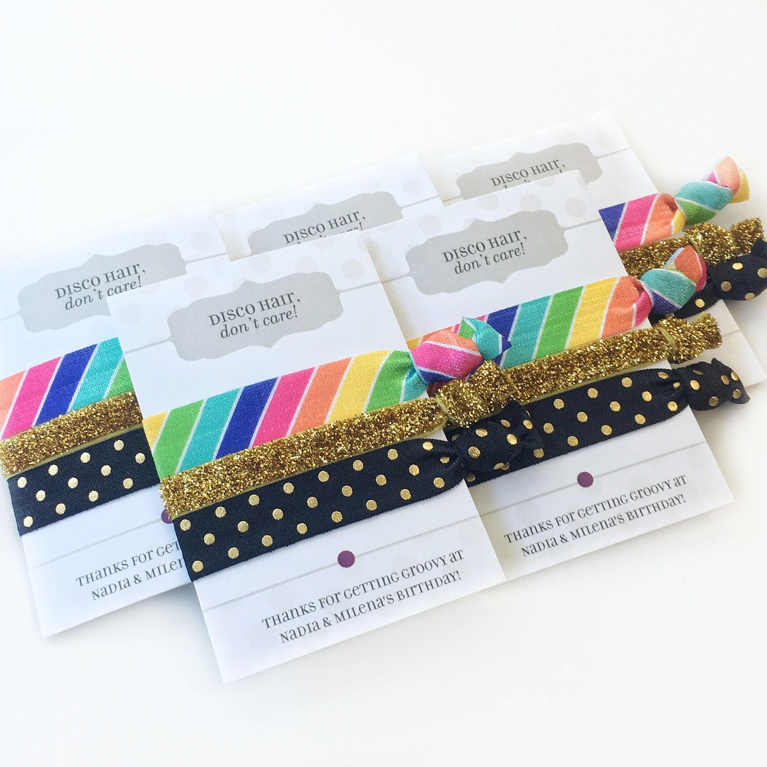 Rainbow Disco Party Favors, Hair Ties