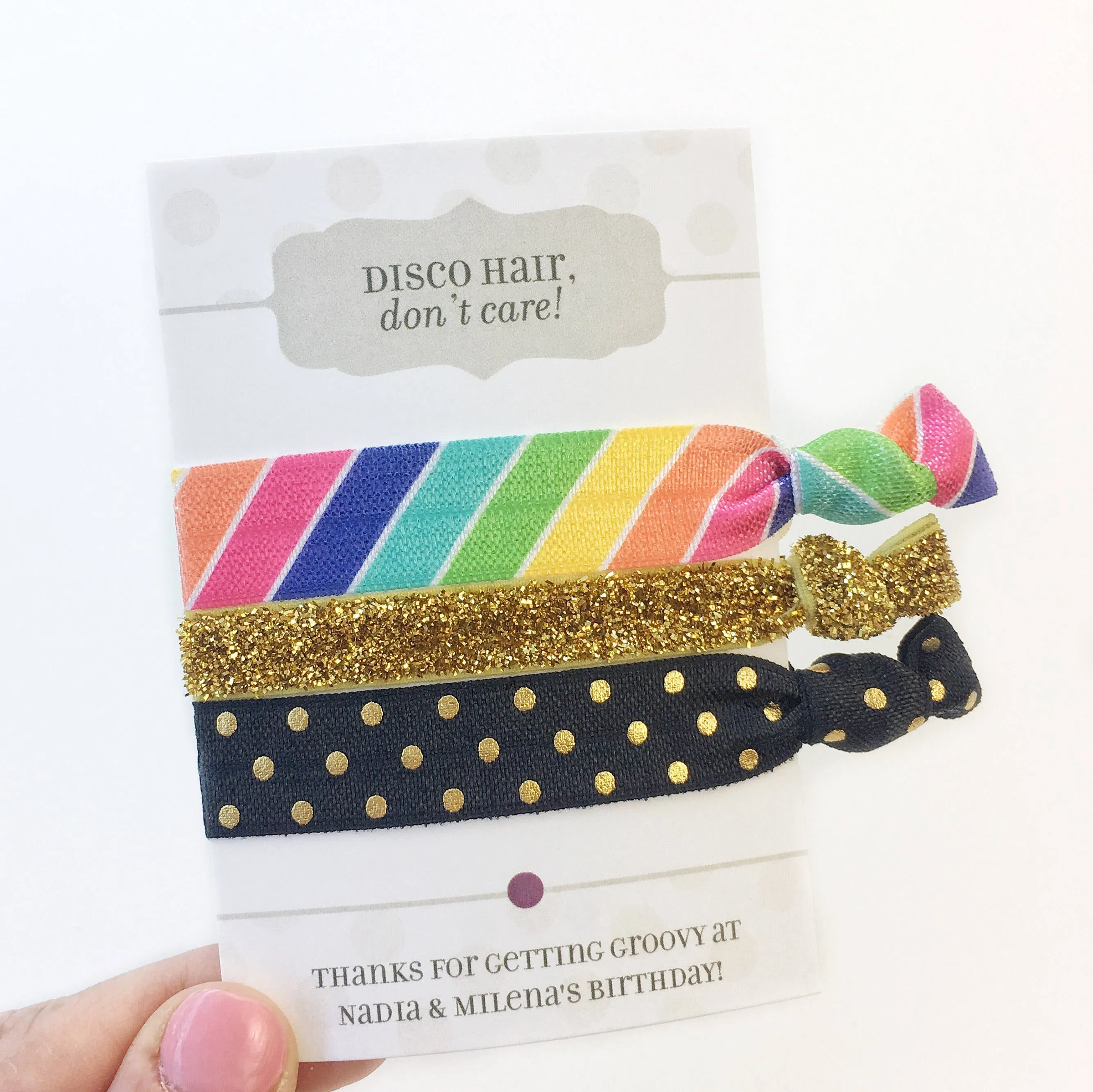 Rainbow Disco Party Favors, Hair Ties