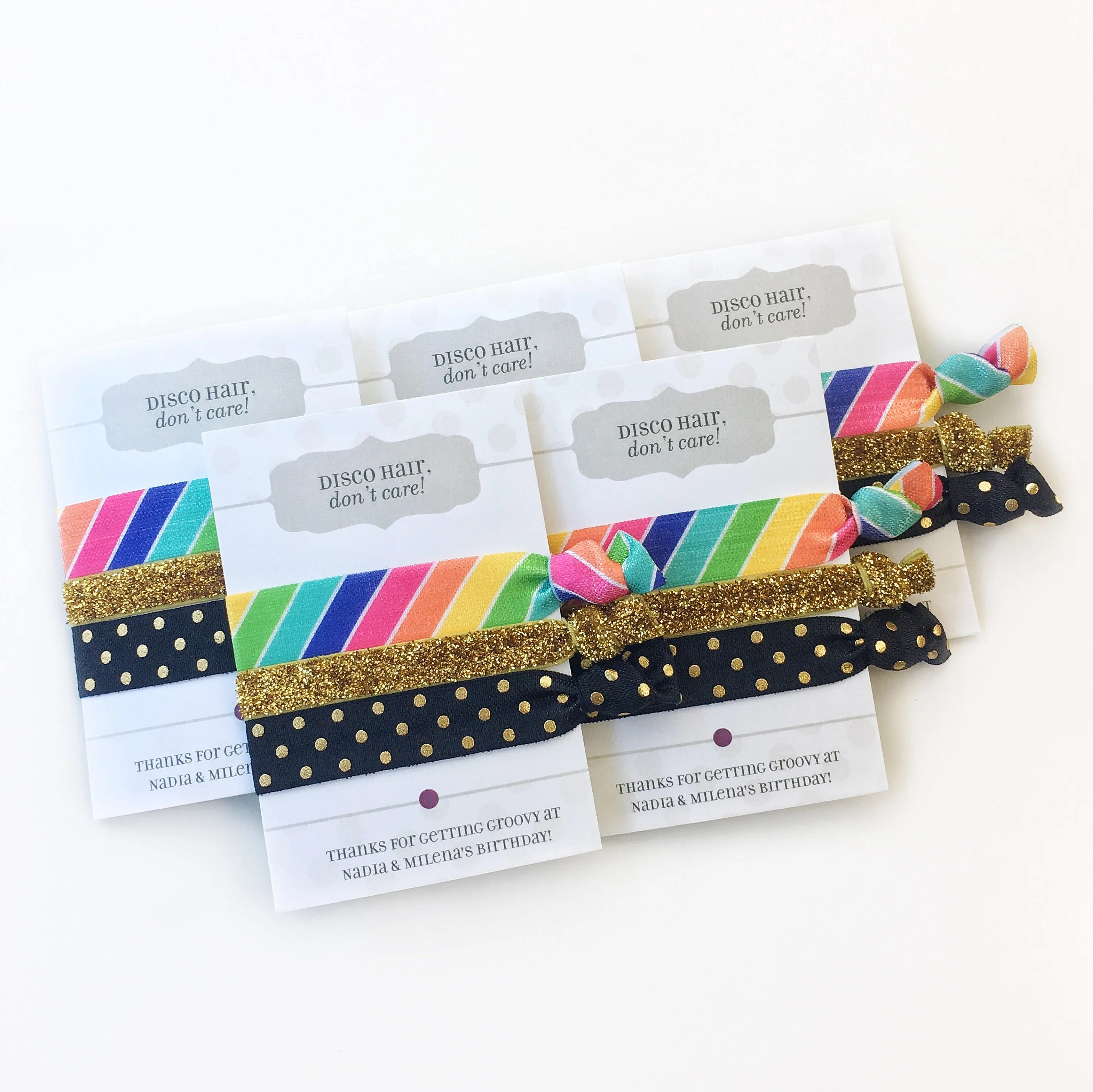 Rainbow Disco Party Favors, Hair Ties