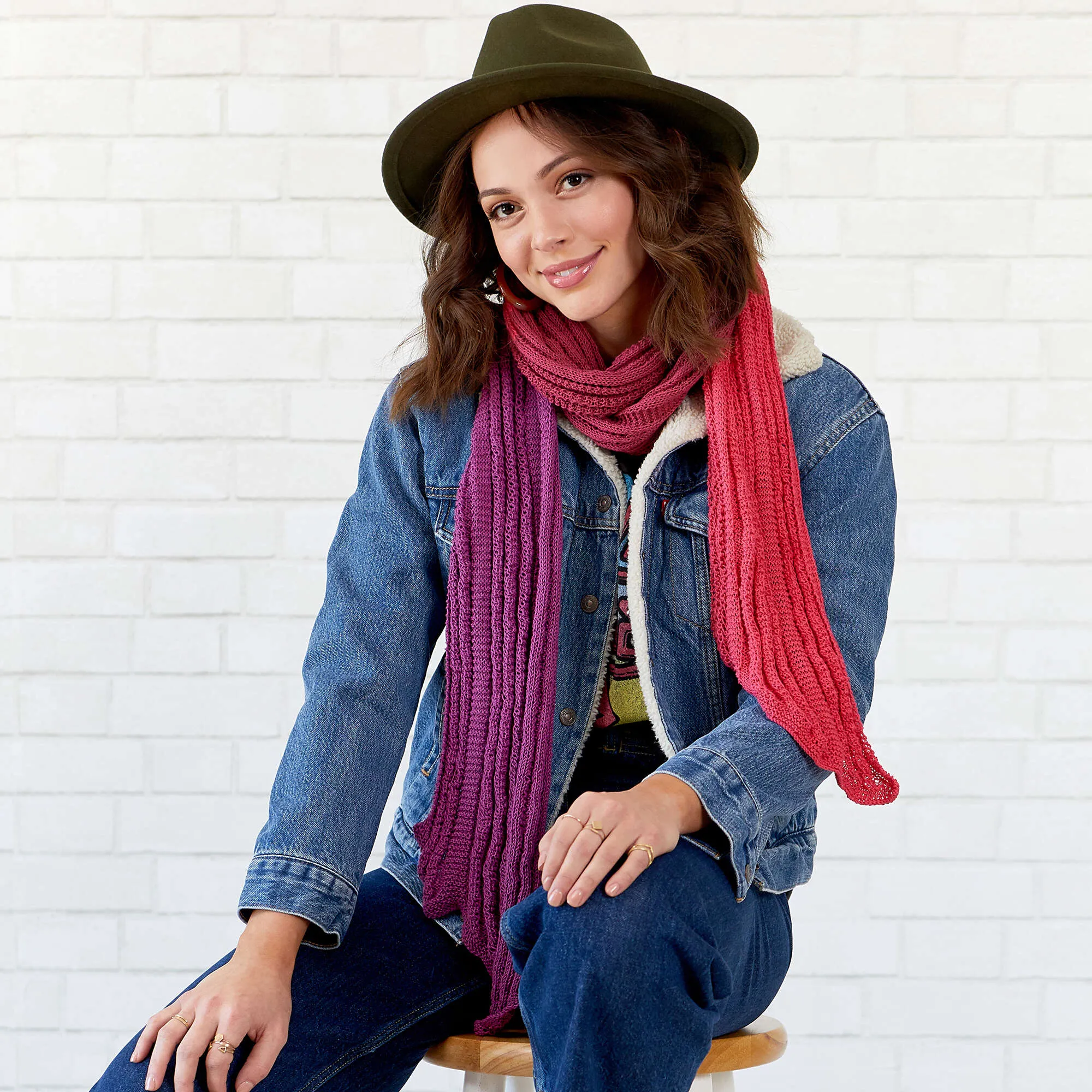 Red Heart Knit Long & Skinny Scarf