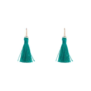 Rose Gold Green Mini Tassel Earrings