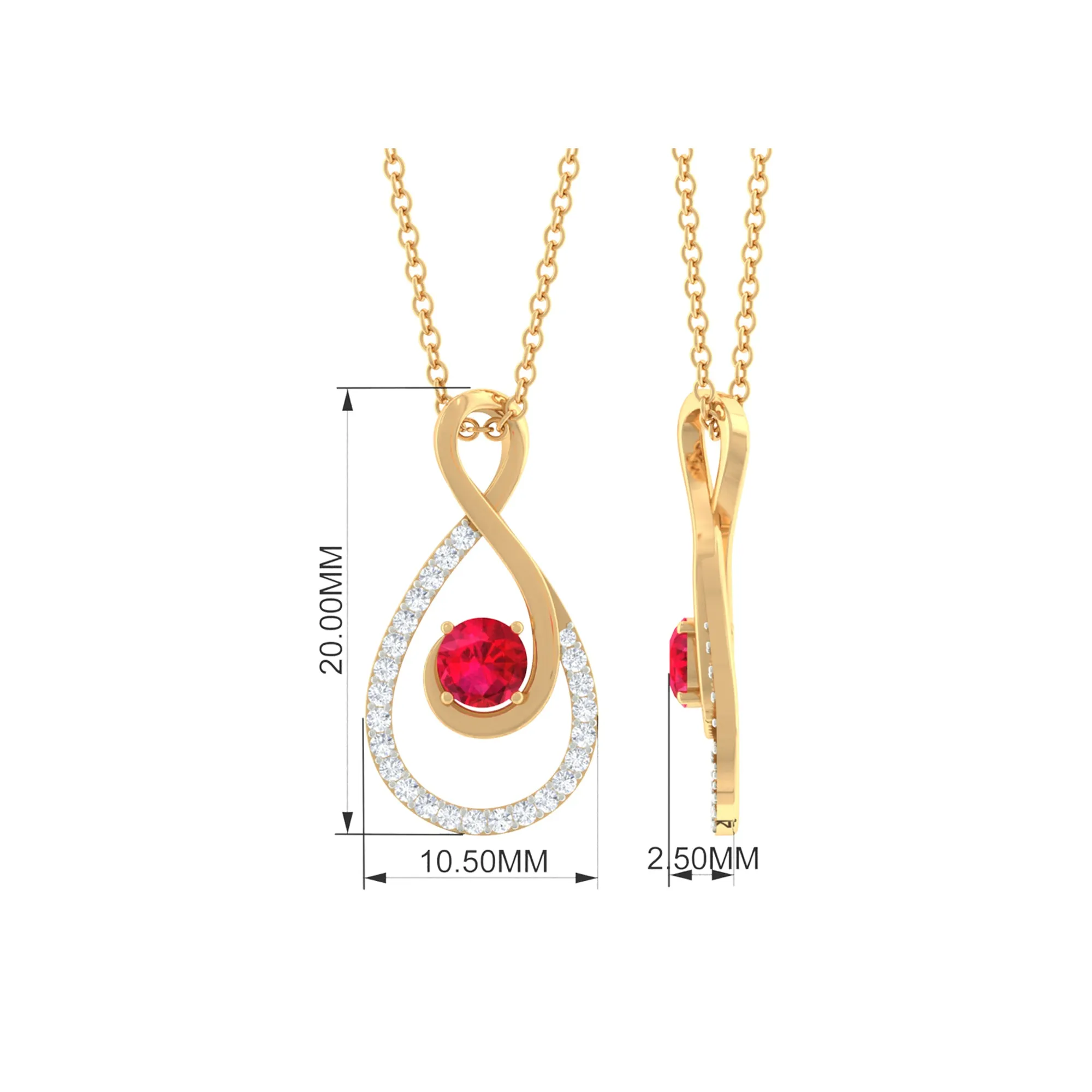 Ruby and Diamond Teardrop Pendant Necklace