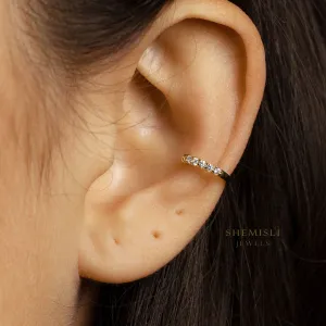 Simple CZ Ear Conch Cuff, Earring No Piercing is Needed, Unisex, Gold, Silver SHEMISLI SF028