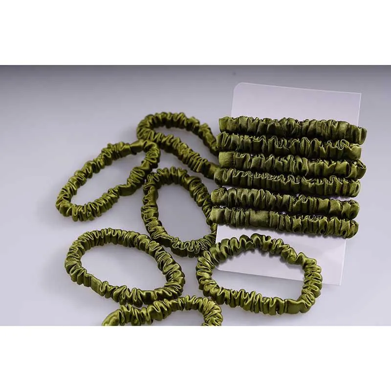 Skinny Silk Hair Ties - 6 Pack - Sage Green - dropshipping