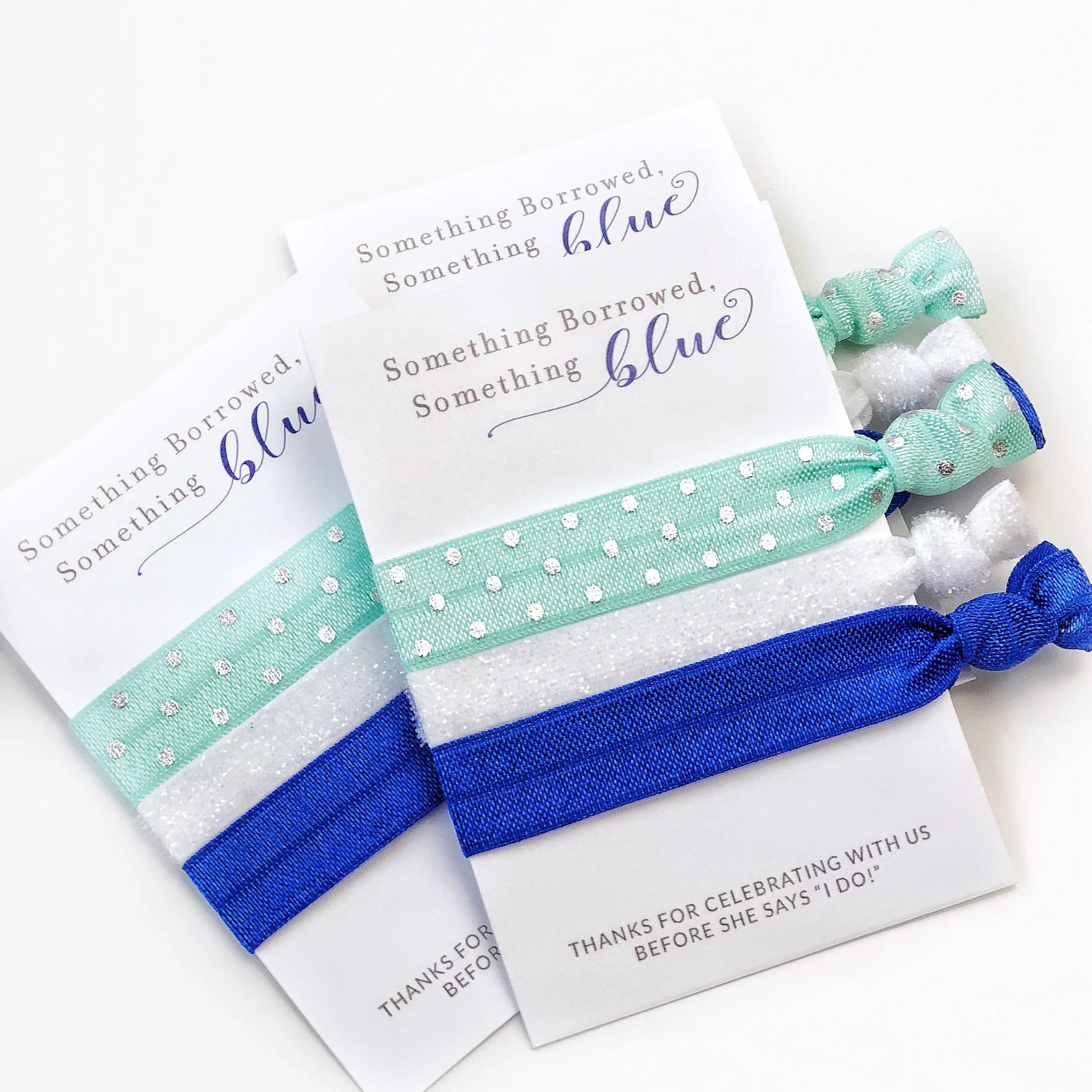 Something Blue Bridal Shower and Bachelorette Party Favors, Hair Ties