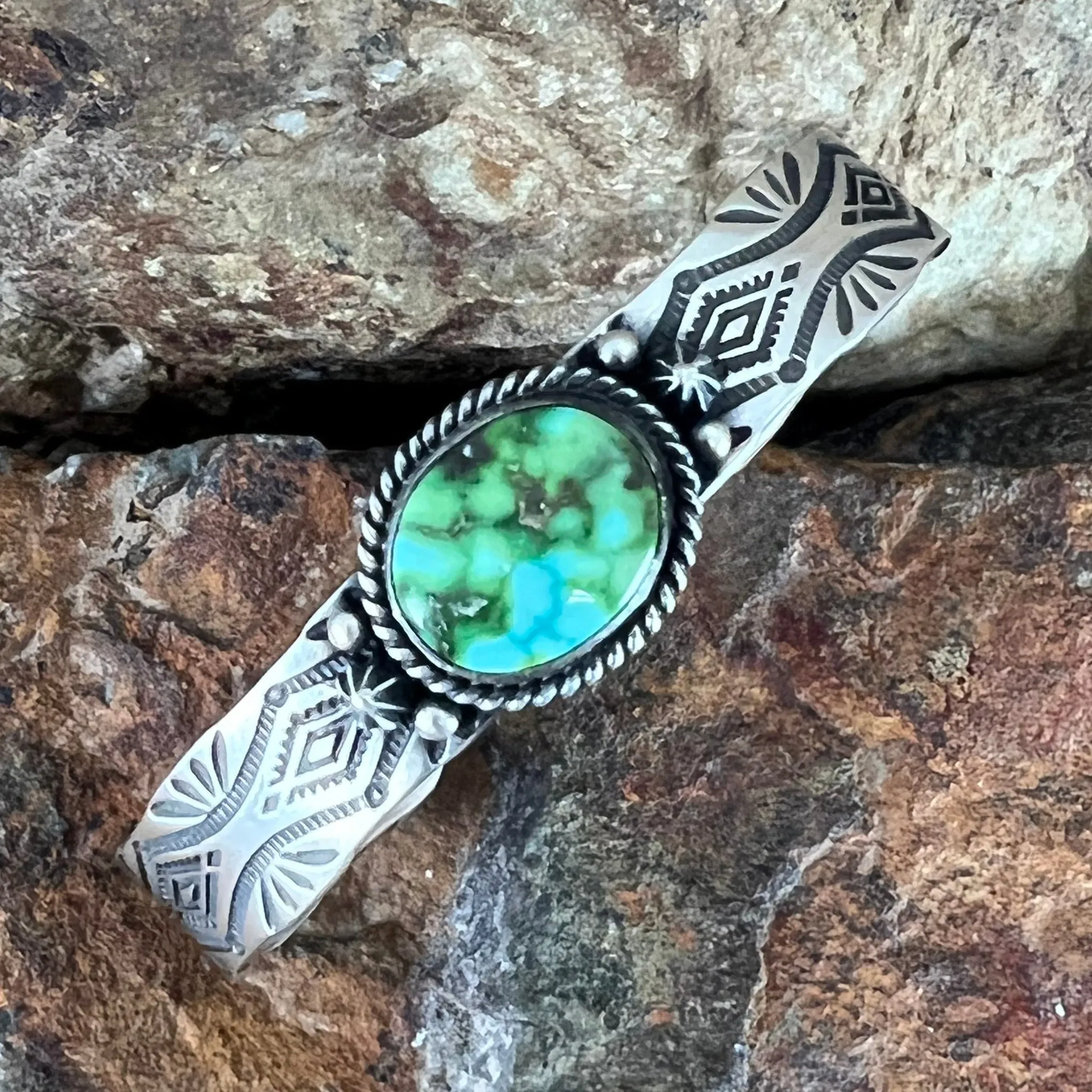 Sonoran Gold Turquoise Sterling Silver Bracelet by Mike Thompson