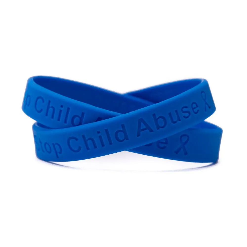 Stop Child Abuse blue wristband - Adult 8"