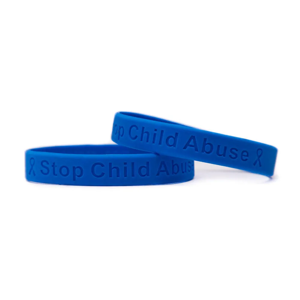 Stop Child Abuse blue wristband - Adult 8"