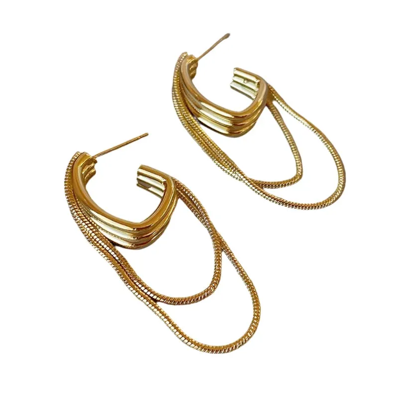 TEEK - Metal Tassel Geometric Earrings