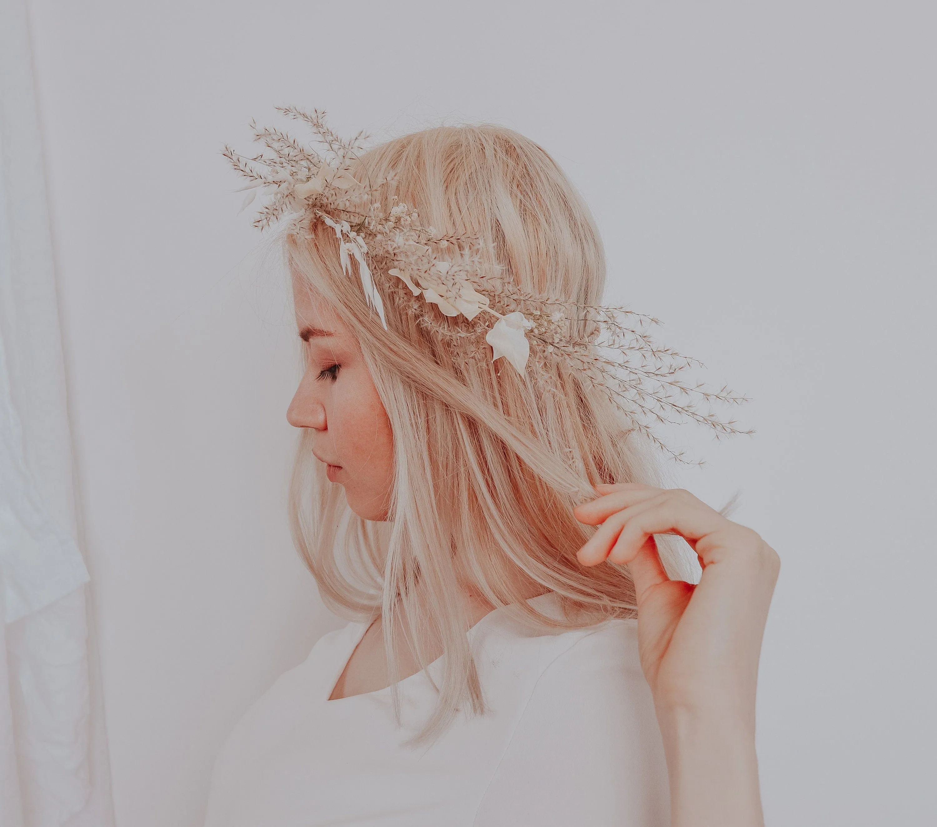 The Pampas and Prairie Crown / Pampas Grass Dried Grasses Crown / Dried Flower Crown / Boho Bridal Crown