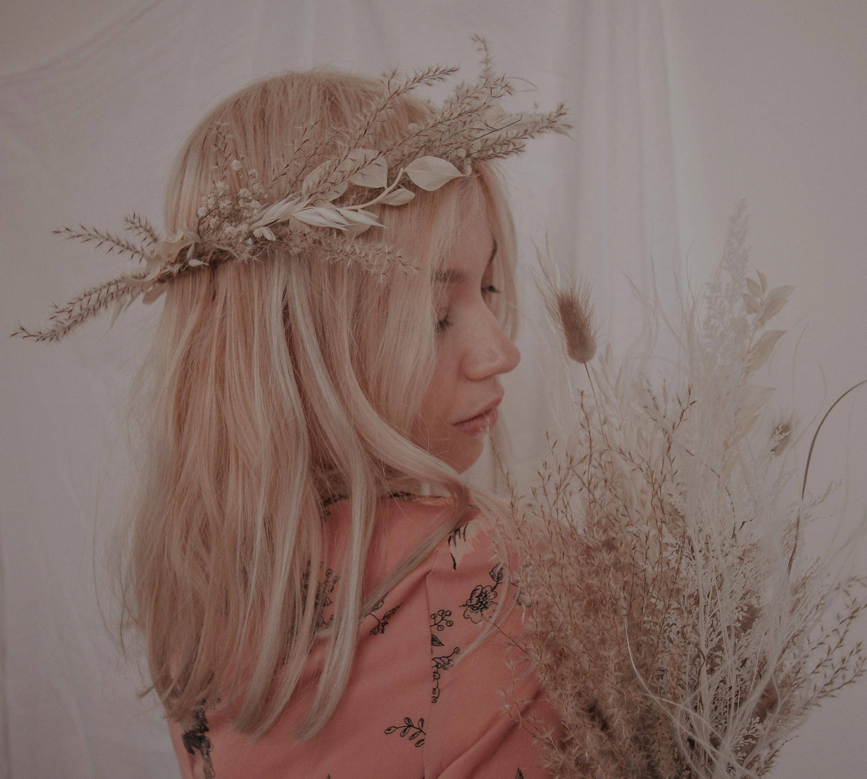 The Pampas and Prairie Crown / Pampas Grass Dried Grasses Crown / Dried Flower Crown / Boho Bridal Crown