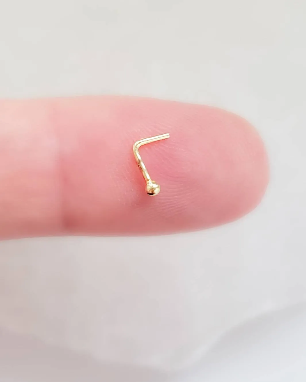 Tiny Bead Nose Stud in 14K Gold