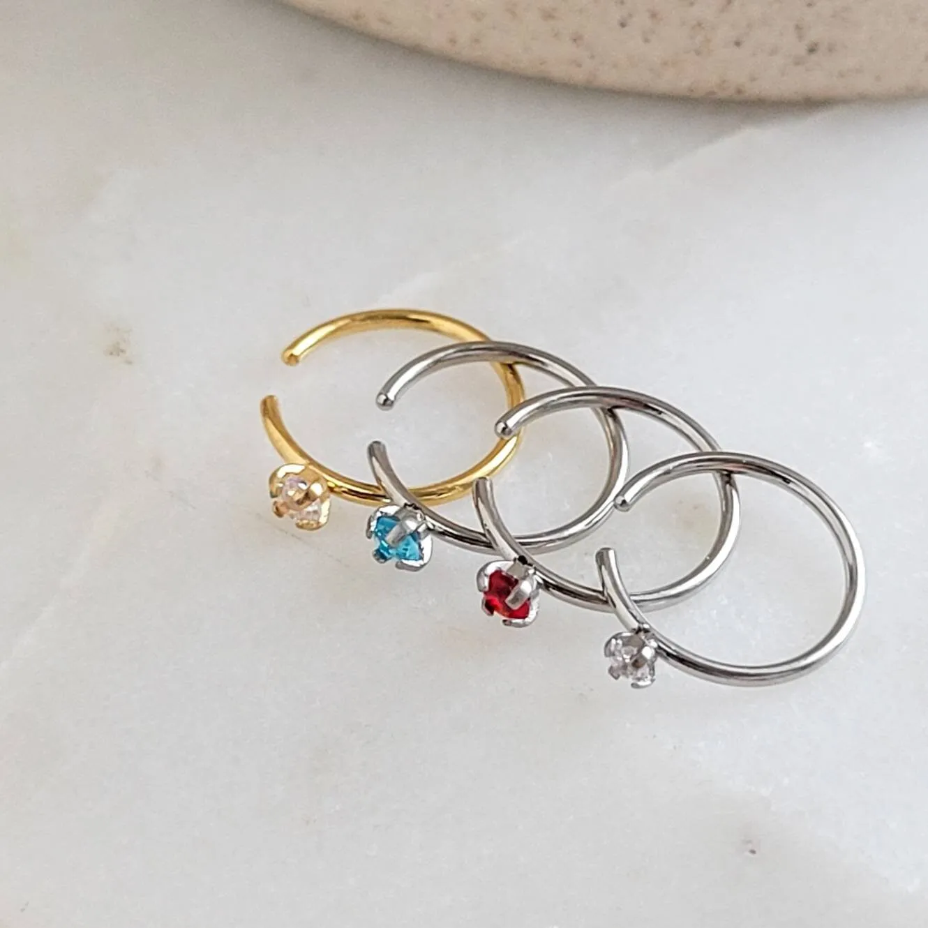 Tiny CZ Gemstone Nose Ring