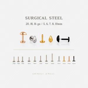 Tiny Teardrop Threadless Flat Back Nose Stud, 20,18,16ga, 5-10mm Unisex, Surgical Steel SHEMISLI SS851