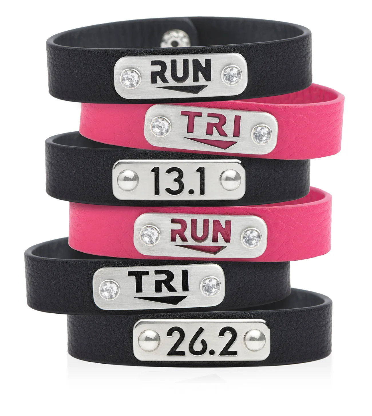 TRI Wristband with Bling - Black Leather